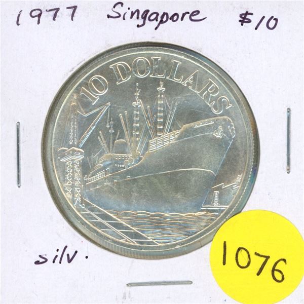1977 Singapore Silver Ten Dollars