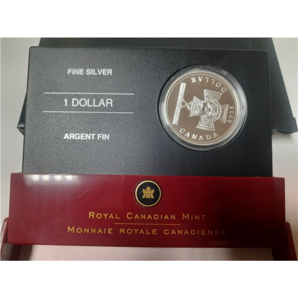 2006 Canada Fine Silver Proof One Dollar Coin, 150th Ann. Victoria Cross, COA