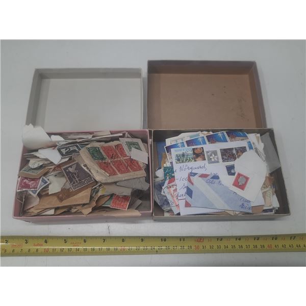 Lot of 2 Notecard Boxes Miscellaneous Used Stamps