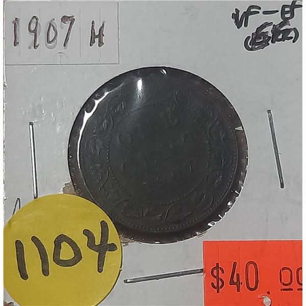 1907H Canada Large One Cent.