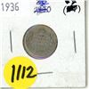 Image 1 : 1936 Canada Silver 10 Cents Coin "Pointed Holly Leaves"