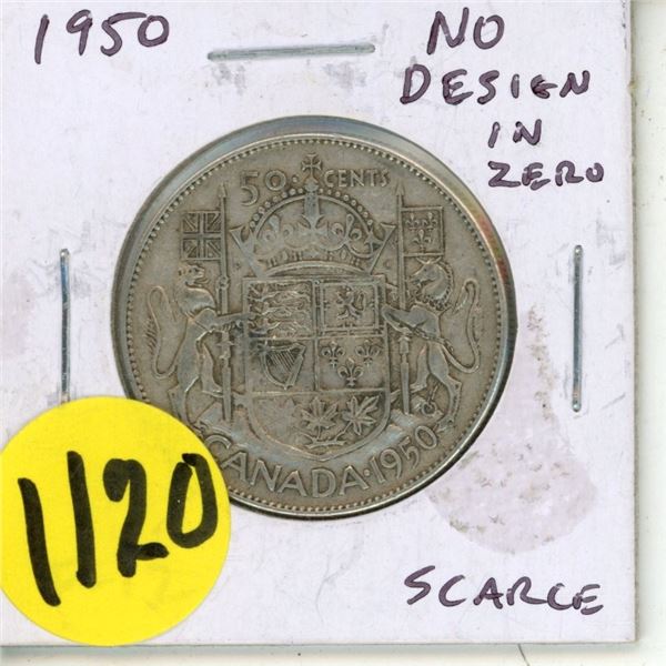 1950 Canada Silver 50 Cents Coin.