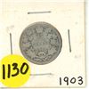 Image 1 : 1903 Canada Silver 25 Cents Coin.