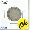 Image 1 : 1915 Canada Silver 25 Cents Coin.