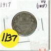 Image 1 : 1917 Canada Silver 25 Cents Coin.