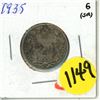 Image 1 : 1935 Canada Silver 25 Cents Coin.