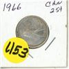 Image 1 : 1966 Canada Silver 25 Cents Coin.