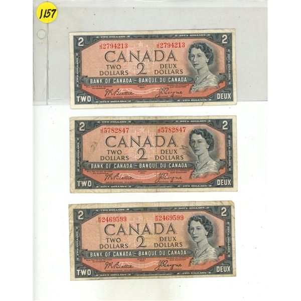 (3) 1954 Canada Two Dollars.