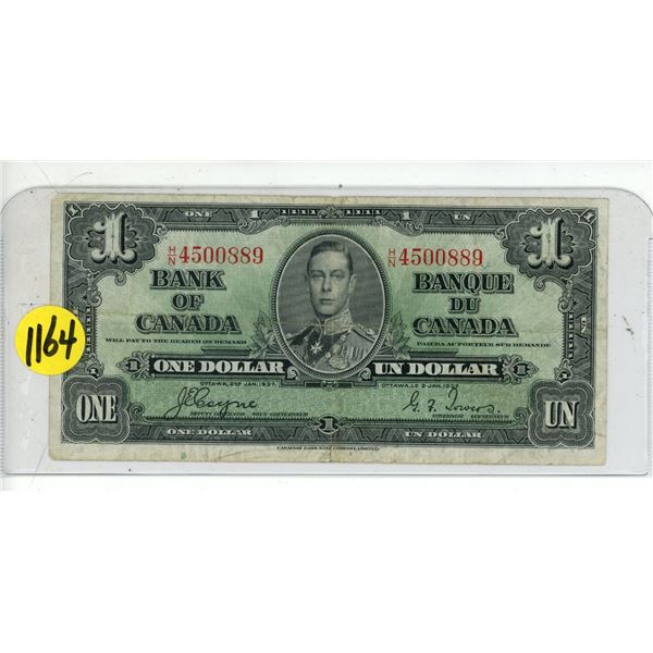 1937 Canada One Dollar.