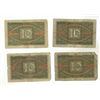 Image 2 : (4) 1920 German "10" Reichshant Notes.