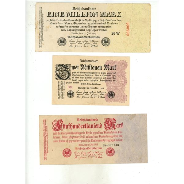 (6) German Millionen Mark All 1923