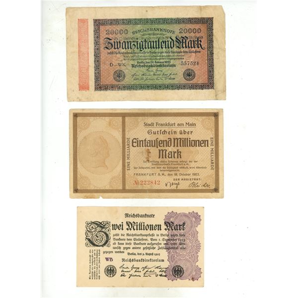 (7) German "Mark" Bills 1923