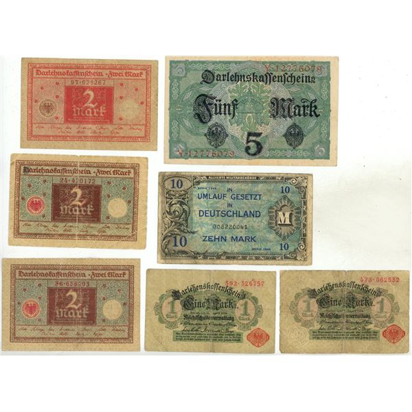 (7) German Bills 2-1914, 1-1917, 2-1920, 1-1944.