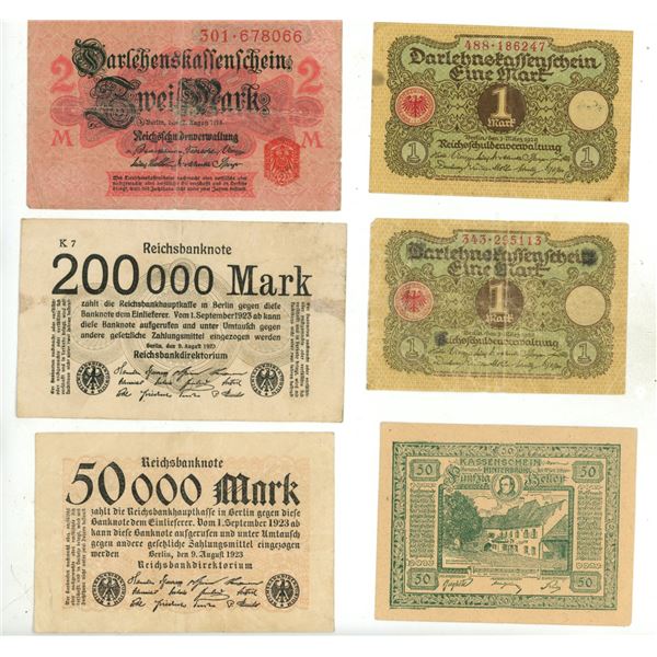 (9) German Bills 1-1916, 1919, (3) 1920, (2) 1923, (1) ?
