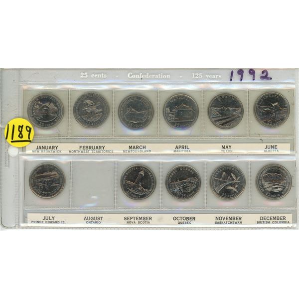 Confederation 125 years Canada 25 Cents Coins. (August Month)