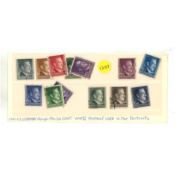 Stamps "1941-43 German Occupation Polish Govt. WW II Postally Used Hitler Portraits"
