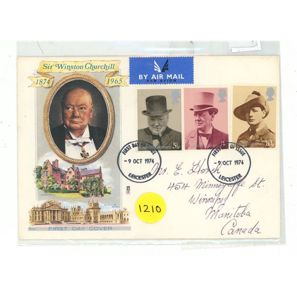 Stamps Churchill 1974 Mailed Envelope.