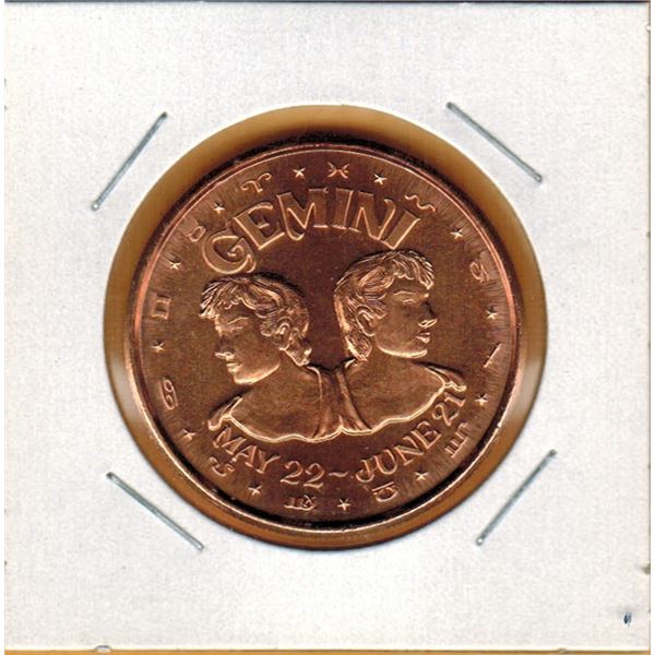 1 OUNCE COPPER -   .999 FINE - ZODIAC - GEMINI