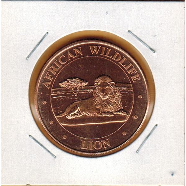 1 OUNCE COPPER -  .999 FINE - AFRICAN WILDLIFE - LION