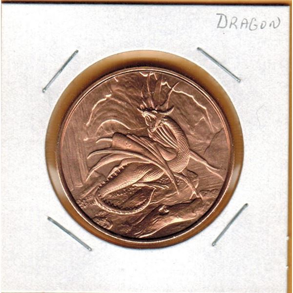 1 OUNCE COPPER -  .999 FINE - NORSE MYTHOLOGY - DRAGON