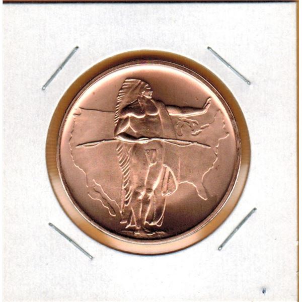 1 OUNCE COPPER -  .999 FINE - AMERICAN INDIAN SERIES - OREGON TRAIL