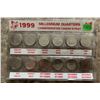 Image 1 : Canada 1999 Millennial Set of 12 quarters in commemorative pouch sleeve.