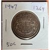 Image 1 : 1947 Canadian Silver 50 cent coin.