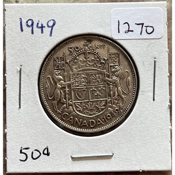 1949 Canadian Silver 50 cent coin.
