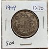 Image 1 : 1949 Canadian Silver 50 cent coin.