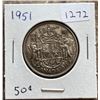 Image 1 : 1951 Canadian Silver 50 cent coin.