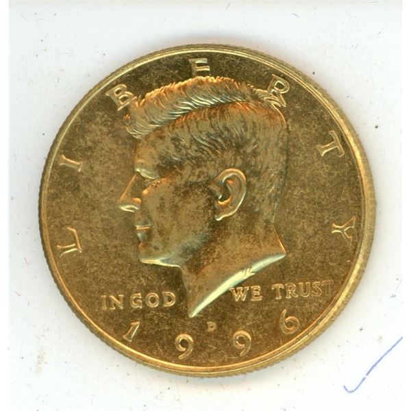 (CANNOT CONFIRM) 18 Karat Gold Plated JFK Half Dollar Coin W/ Capsule