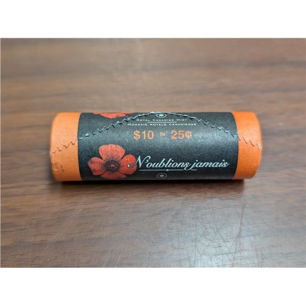 Roll of 25 Cent 2004P Lest we Forget Colourized Poopy Coins BU