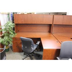 Cherry L-shape Desk With Hutch