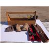 Image 1 : Vintage wood Style Tool Box w/ misc. tool Items (31"x6-15"x8")