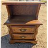 Image 1 : Vintage Wood Night Stand Table w/ 2 Drawers (good Condition) 26"x14"x18"