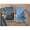 Image 2 : (2) Vintage Quilted Lawn Chairs and Vintage Clothes Rack (All Foldable)