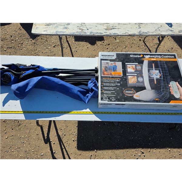 Massaging cushion and camping chair