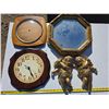 Image 1 : Chalkware figures, clock and mirror