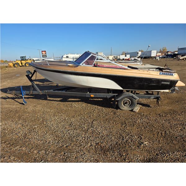 Fiberglass boat with motor and trailer