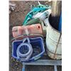 Image 2 : Pallet of items- royalite barrel, hose, gas can, light bulbs