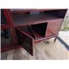 Image 3 : Good Condition (Just Needs some Work) 56.5"x19"x60" Wooden Entertainment Center W/ glass Door and Dr