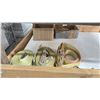Image 3 : 44X32" WOOD AND METAL WORKBENCH WITH CONTENTS INC TIE DOWN STRAPS, HAMMER STAPLER, CROWBAR, B&D
