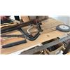 Image 8 : 44X32" WOOD AND METAL WORKBENCH WITH CONTENTS INC TIE DOWN STRAPS, HAMMER STAPLER, CROWBAR, B&D