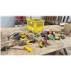 Image 2 : 2 BOXES OF HAND TOOLS WITH 4'X8' ROLLING WORK BENCH.
