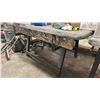 Image 1 : METAL FRAMED WORK BENCH 63"X48" PLYWOOD TOP WITH CARPET COVER - NO CONTENTS