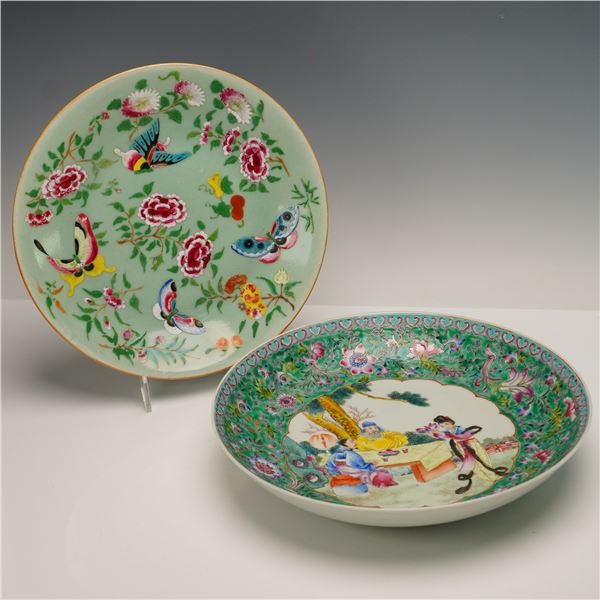 2pc Asian Art Plate and Bowl