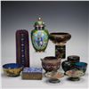 12pc Asian Cloisonne Floral Decorative Wares