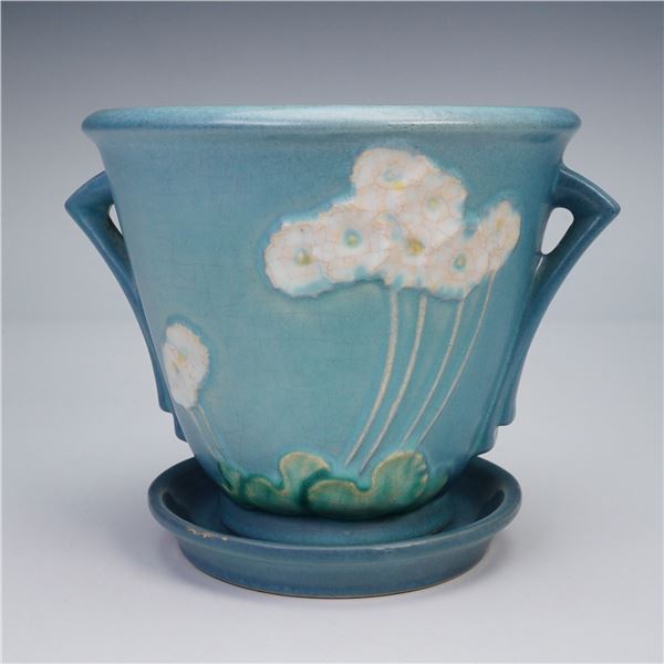 2pc Roseville Pottery Planter with Under Tray, Primrose