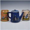 Image 2 : 4pc Mexican Redware Pottery Set- Covered Dish, Coffee Pot with Lid & 2 Mugs