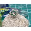 Image 8 : Emerald Cluster Ring with Diamond Swirl Halo